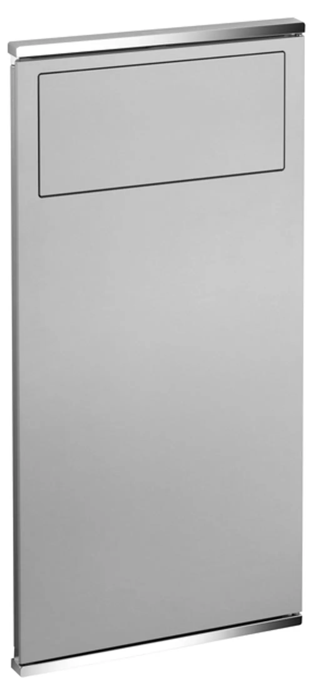 Wandmontiertes Badezimmermodul aus verchromtem Aluminium von Keuco, mit flacher Front und einem oberen Ausschnitt, um die Installation zu erleichtern.